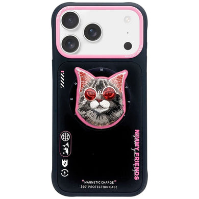 NIMMY case GLASSES COOL CAT compatible with MagSafe for IPHONE 17 black pink