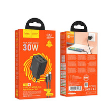Заредете изображение във визуализатора на галерията – HOCO charger 2 x Type C + 2 x USB A + cable Type C to Type C PD QC3.0 3A 30W N56 black
