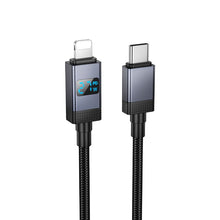 Заредете изображение във визуализатора на галерията – Cable USB C to Lightning Hoco PD 27W with display 1 m X118 black
