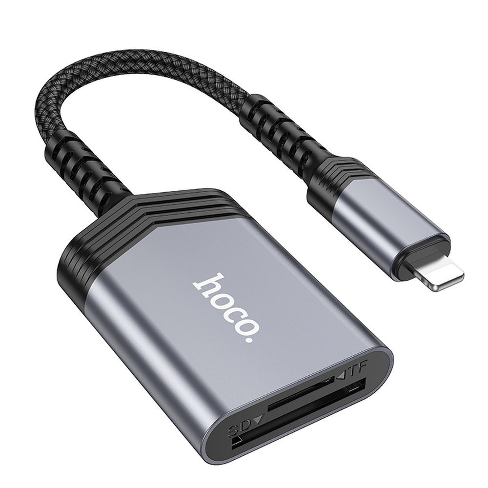 HOCO четец на карти 2в1 Lightning UA25 сив