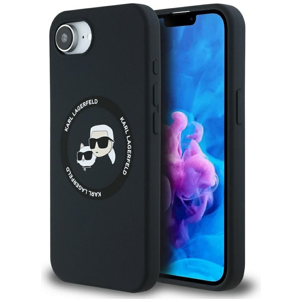 KARL LAGERFELD case for IPHONE 16e compatible with MagSafe KLHMPSE4SKCHTCK (Silicone Double Heads) black