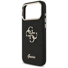 Заредете изображение във визуализатора на галерията – GUESS case for IPHONE 17 Pro Max GUHCP17XHG4SGCK (Fixed Glitter Big 4G Metal Frame) black
