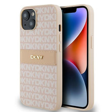 Заредете изображение във визуализатора на галерията – Original Case DKNY hardcase Leather Mono Stripe &amp; Metal Logo DKHCP14SPRTHSLP for Iphone 14/15/13 pink
