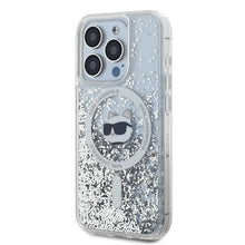Заредете изображение във визуализатора на галерията – Karl Lagerfeld Liquid Glitter Choupette Head MagSafe case for iPhone 15 Pro Max - transparent
