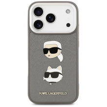 Заредете изображение във визуализатора на галерията – KARL LAGERFELD case for IPHONE 17 Pro KLHCP17LPSFDHPOG (FW Grained PU W/ K&amp;C Heads Pin &amp; Logo) gray
