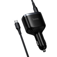 Заредете изображение във визуализатора на галерията – Car charger Hoco USB A + 2xUSB C PD QC3.0 93W with USB C to C cable Z70 black
