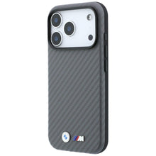 Заредете изображение във визуализатора на галерията – BMW case for IPHONE 18 Pro/17 Pro compatible with MagSafe (Carbon Metal Logo) grey 
