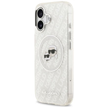 Заредете изображение във визуализатора на галерията – KARL LAGERFELD case for IPHONE 17 compatible with MagSafe KLHMP17SHMKBKCHOG (IML Glitter K&amp;C Heads Logo) gray
