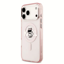 Заредете изображение във визуализатора на галерията – KARL LAGERFELD case for IPHONE 17 Pro Max compatible with MagSafe KLHMP17XHGCHGKBP (IML Choupette Sketch Logo) pink

