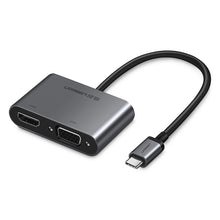 Заредете изображение във визуализатора на галерията – Ugreen CM162 50505 USB-C - HDMI / VGA / USB-A 3.0 / USB-C PD adapter - gray
