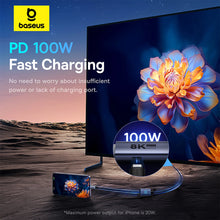 Заредете изображение във визуализатора на галерията – Baseus High Definition Series BS-OH139 USB-C / DP 8K PD 100W 1.5m cable - black
