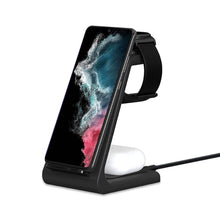 Заредете изображение във визуализатора на галерията – Tech-Protect A7 10W inductive charger in the form of a 3-in-1 stand for smartphone / headphones / smartwatch - black
