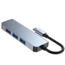 Заредете изображение във визуализатора на галерията – HUB Tech-Protect V1 4in1 USB-C - 3x USB-A 2.0 / USB-A 3.0 - gray
