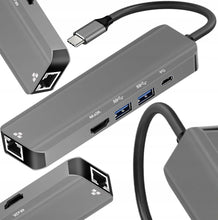 Заредете изображение във визуализатора на галерията – Adapter HUB 5in1 USB C ART OEM-C15-1 silver
