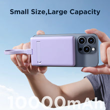 Заредете изображение във визуализатора на галерията – Powerbank Joyroom JR-PBM01 magnetic 10000mAh 20W with stand + Lightning cable - USB-C - purple
