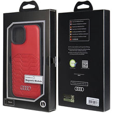 Заредете изображение във визуализатора на галерията – Audi Synthetic Leather case with MagSafe for iPhone 15 / 14 / 13 - red

