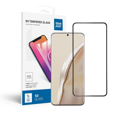 Tempered Glass син Star - HUA P60 (full glue/small size) - черен Tempered Glass син Star