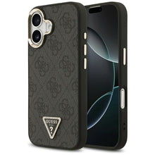 Заредете изображение във визуализатора на галерията – GUESS case for IPHONE 17 compatible with MagSafe GUHMP17SP4GTDGMK (4G PU W/ Triangle Logo) gold black
