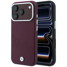 Заредете изображение във визуализатора на галерията – BMW case for IPHONE 18 Pro Max/17 Pro Max compatible with MagSafe (Sign Inclined Deboss Letters) burgundy
