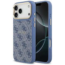 Заредете изображение във визуализатора на галерията – GUESS case for IPHONE 17 Pro Max compatible with MagSafe GUHMP17XP4MSEGCB (PU 4G W/ Classic) blue
