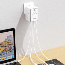 Заредете изображение във визуализатора на галерията – Dudao A65Pro 65W EU / US / JP / AUS / UK travel adapter 2x USB-C 2x USB-A - white
