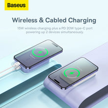 Заредете изображение във визуализатора на галерията – Baseus Magnetic Mini 20000 mAh 20W power bank - white + USB-C / USB-C cable
