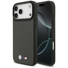Заредете изображение във визуализатора на галерията – BMW case for IPHONE 17 Pro Max compatible with MagSafe BMHMP17X24CFMMK (Kevlar Matt) black
