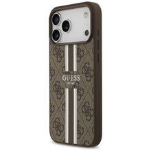 Заредете изображение във визуализатора на галерията – GUESS case for IPHONE 17 Pro Max compatible with MagSafe GUHMP17XP4RPSW (4G Printed Stripes) brown
