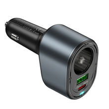 Заредете изображение във визуализатора на галерията – HOCO car charger USB A + Type C + cigarette lighter PD QC3.0 3A 35W Z56 black
