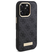 Заредете изображение във визуализатора на галерията – GUESS case for IPHONE 16 Pro Max compatible with MagSafe GUHMP16XU4GPRK (PU 4G Logo Plate) black
