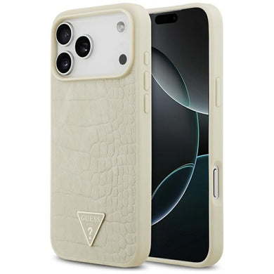 GUESS case for IPHONE 17 Pro Max compatible with MagSafe GUHMP17XPCRTHCD (PU Croco Triangle Logo) gold