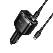 Заредете изображение във визуализатора на галерията – Car charger Hoco USB A + 2xUSB C PD QC3.0 93W with USB C to C cable Z70 black

