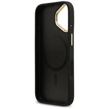 Заредете изображение във визуализатора на галерията – GUESS case for IPHONE 17 compatible with MagSafe GUHMP17SPG4SEMCK (PU W/ 4G Stripe) black
