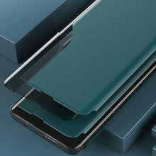 Заредете изображение във визуализатора на галерията – Eco Leather View Case elegant bookcase type case with kickstand for Samsung Galaxy A52s 5G / A52 5G / A52 4G blue
