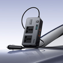 Заредете изображение във визуализатора на галерията – Smart dual car inverter charger Hoco 2 lighter ports max 200W PD66W/1C2A Z66 black
