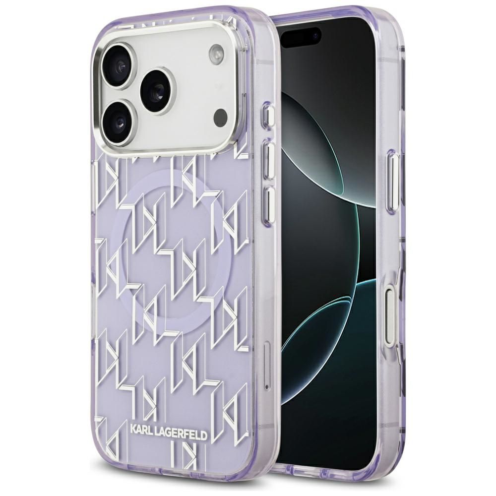 KARL LAGERFELD case for IPHONE 17 Pro Max compatible with MagSafe KLHMP17XHMIKLMEU (IML KL Monogram) purple