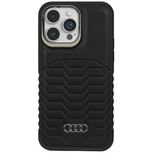 Заредете изображение във визуализатора на галерията – Audi Synthetic Leather case with MagSafe for iPhone 15 Pro Max - black
