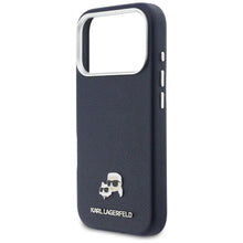 Заредете изображение във визуализатора на галерията – KARL LAGERFELD case for IPHONE 17 Pro Max compatible with MagSafe KLHMP17X6PFKCLB (PU FW W/ K&amp;C Head Pin) blue
