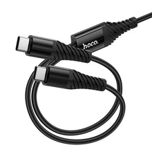 Заредете изображение във визуализатора на галерията – Cable 2in1 USB C to USB C+C Hoco 1 m X123 black
