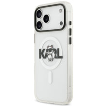 Заредете изображение във визуализатора на галерията – KARL LAGERFELD case for IPHONE 17 Pro compatible with MagSafe KLHMP17LHGCHGKBT (IML Choupette Sketch Logo) transparent
