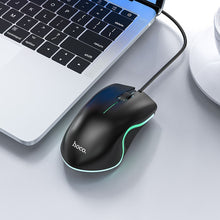 Заредете изображение във визуализатора на галерията – HOCO wire computer mouse USB A 1000 DPI with flashing GM19 black
