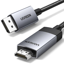 Заредете изображение във визуализатора на галерията – Ugreen DP119 25491 DisplayPort to HDMI 4K 60Hz Cable 3m - Gray
