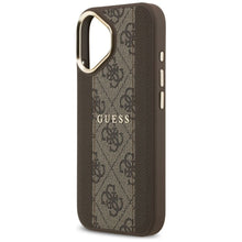 Заредете изображение във визуализатора на галерията – GUESS case for IPHONE 17 compatible with MagSafe GUHMP17SPG4SEMCW (PU W/ 4G Stripe) brown

