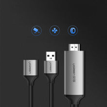 Заредете изображение във визуализатора на галерията – Ugreen CM151 50291 USB-A (female) - HDMI adapter with USB-A power port (male) 1.5m - gray

