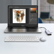 Заредете изображение във визуализатора на галерията – Ugreen CM512 90568 USB-C adapter - 2x USB-A 3.0 / HDMI / RJ45 / SD and TF card reader / USB-C PD 100W - gray

