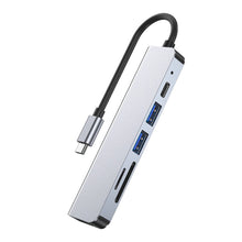 Заредете изображение във визуализатора на галерията – HUB Tech-Protect V4 6in1 USB-C - USB-A 3.0 / USB-A 2.0 / USB-C / HDMI / micro SD / TF / SD card reader - gray
