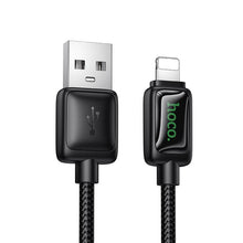 Заредете изображение във визуализатора на галерията – Cable with LCD USB A to Lightning Hoco 2,4A 1,2 m U146 black

