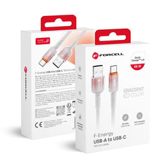 Кабел USB A към USB C Forcell F-Energy QC4.0 3A 66W Gradient 1 m C352 - бял