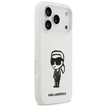 Заредете изображение във визуализатора на галерията – KARL LAGERFELD case for IPHONE 17 Pro compatible with MagSafe KLHMP17LSKIGROH (Silicone W/ KL Sketch &amp; Logo) white

