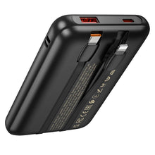 Заредете изображение във визуализатора на галерията – Powerbank Hoco 10000 mAh QC PD 22,5W with built-in cables USB C + Lightning Q37 black
